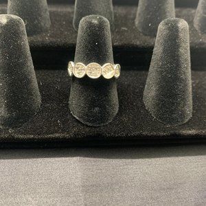 Melinda Maria Silver Oval Band with Crystals